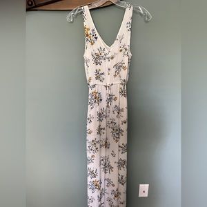 Lucky Brand white with yellow and blue floral sleeveless maxi dress